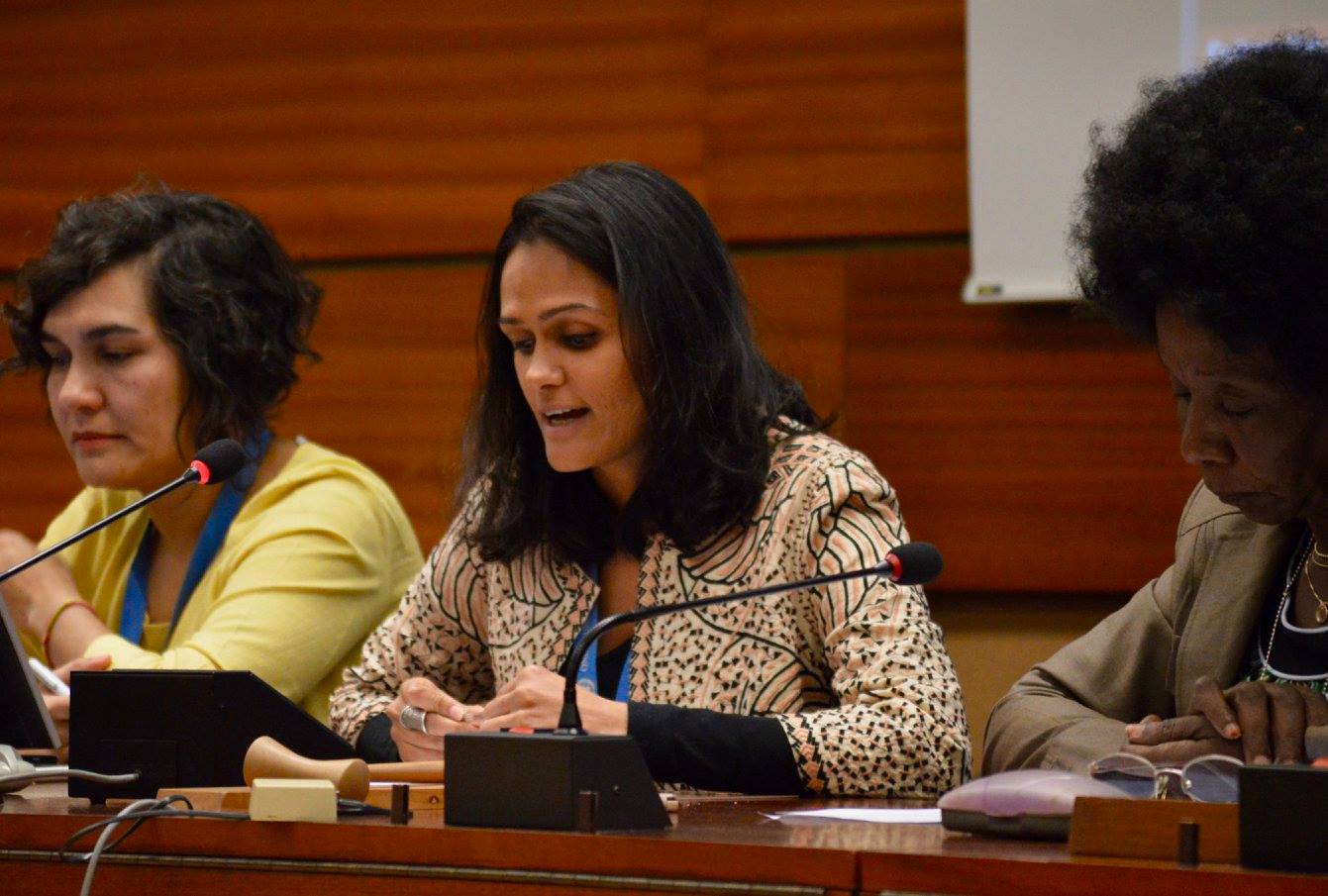 ISHR's Pooja Patel speaking at the Human Rights Council