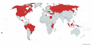 Countries that received communcations