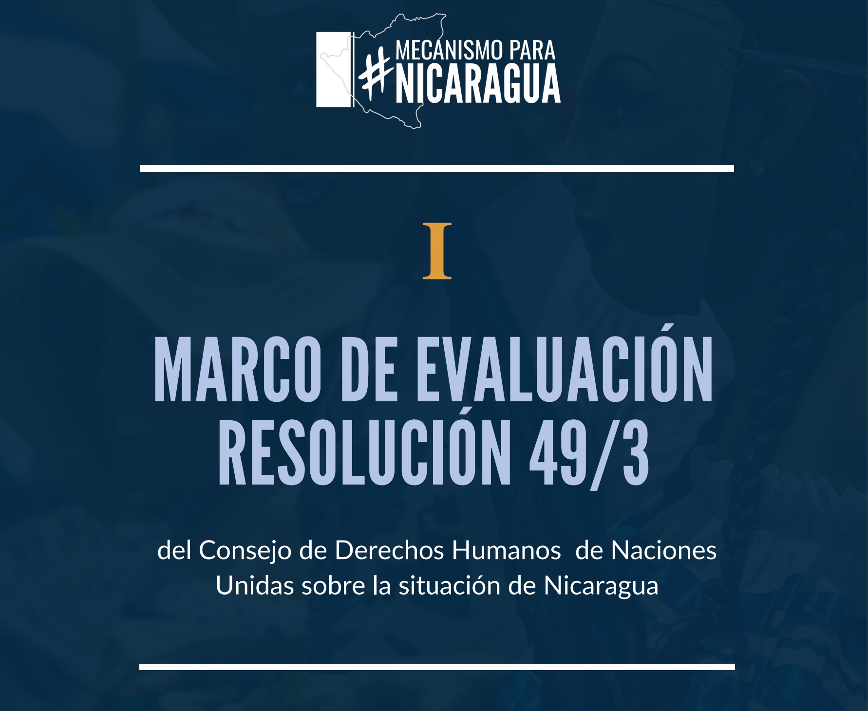 Captura de pantalla de la portada del Reporte del Marco de Evaluación de la Resolución 49/3